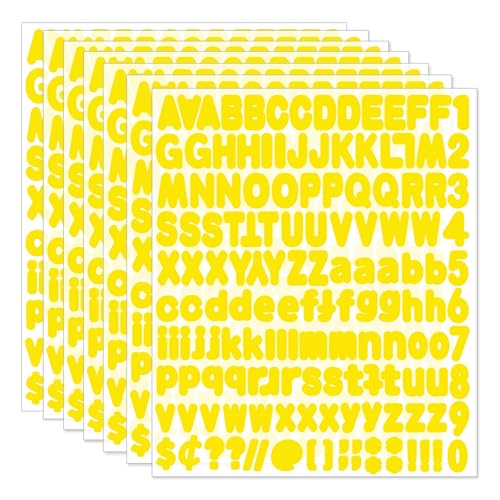 Alphabet Stickers, 1'' Yellow Letter Stickers - 12 Sheets, Self-Adhesive Vinyl for Mailbox Numbers, Bulletin Boards, Classroom & Home Decor - color: Yellow
