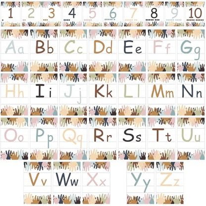 Gilprop 37 Pcs Bulletin Board Letters Educational Posters Alphabet Posters and 0-10 Number Classroom Abc Wall Decor for Kindergarten Toddler Teacher(Little Hands) - style: Little Hands