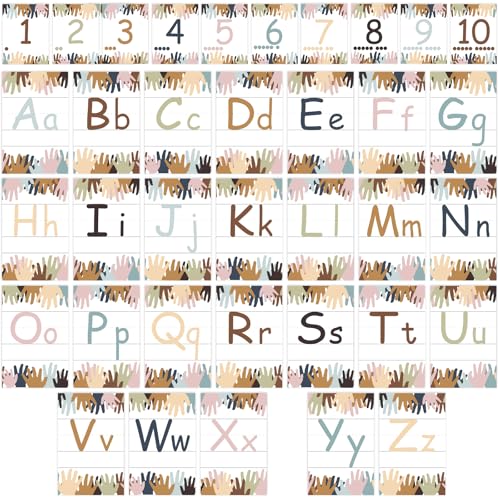 Gilprop 37 Pcs Bulletin Board Letters Educational Posters Alphabet Posters and 0-10 Number Classroom Abc Wall Decor for Kindergarten Toddler Teacher(Little Hands) - style: Little Hands