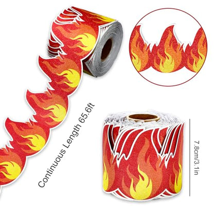 Whaline 65.6Ft Fire Bulletin Board Border Glitter Red Fire Die Cut Trim Border Roll for Back to School Chalkboard Wall Decor - style: Fire