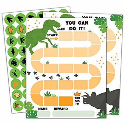 10 Dinosaur Reward Chart with 216 Round Stickers, Incentive Behavior Chart for Kids at Home Classroom, Kids Routine Daily Chore Sticker Chart-A09 - style: Dinosaur Reward Chart with