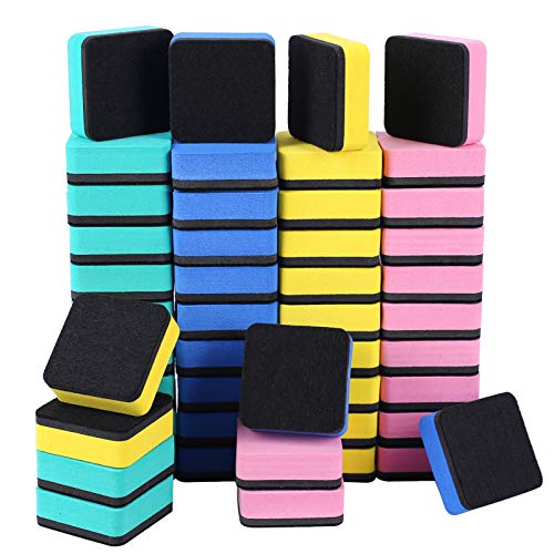 Dry Erase Erasers, 48 Pack Magnetic Whiteboard Eraser Chalkboard Eraser Dry Eraser for Classroom Office and Home (48pcs 4Colours) - color: 48pcs 4colours