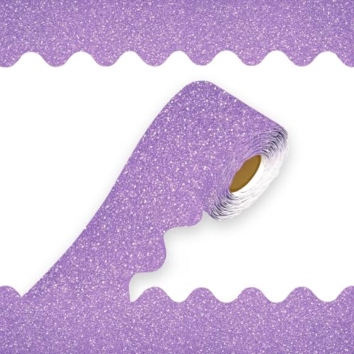 69Feet Bulletin Board Borders, Board Trims Shiny Decorative Border Trims Sparkle,Classroom Decor,Poster Board,Whiteboard,Wall Decoration,Party, Decoration with Classroom Border(Light Purple) ﻿ - color: Light Purple