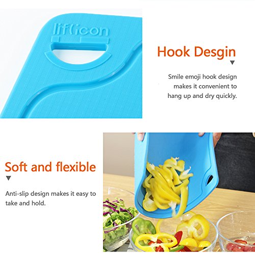 Liflicon Thick Silicone Cutting Boards for Kitchen Silicone Chopping Boards/Mats Set of 2 Extra Large14.6''x10.43'', Mini 9.1”x7.1” Non-slip Deep Drip Juice Groove, Dishwasher Safe-Blue - color: Blue, size: S+L