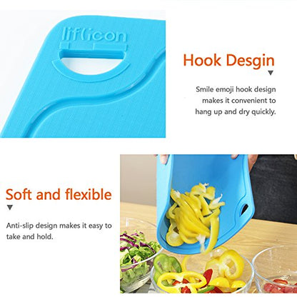 Liflicon Thick Silicone Cutting Boards for Kitchen Silicone Chopping Boards/Mats Set of 2 Extra Large14.6''x10.43'', Mini 9.1”x7.1” Non-slip Deep Drip Juice Groove, Dishwasher Safe-Blue - color: Blue, size: S+L
