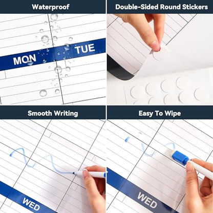 Large Dry Erase Calendar for Wall – Undated 3 Month Wall Calendar, Yearly Wall Calendar Dry Erase, 28" x 40"(Vertical), Reusable Laminated with Round Stickers, Perfect Layout Wall Calendar for Office, Home and Classroom