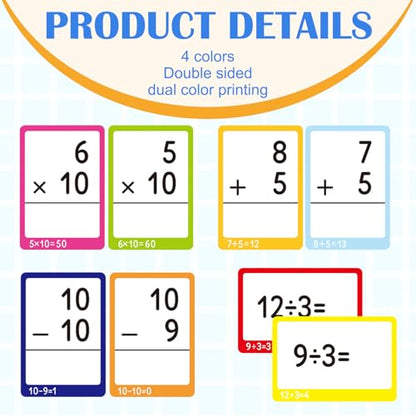 864 Pcs 24 Set Mixed Mathematics Flash Cards - Fractions, and Mathematics Flash Cards with Visual Aids Mastered & Review Sorting for Homeschool Supplies Kids 3rd 4th 5th Grade - style: Mixed Math