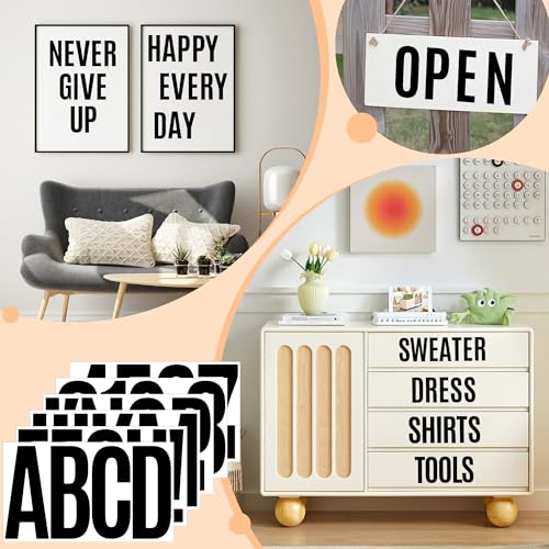 144 Pcs Letter Stickers Vinyl Mailbox Numbers and Letters, 30 Sheets Large Alphabet Number Stickers Self-Adhesive Waterproof Sticker Letters for Window Vehicle Bulletin Poster Board (Black, 6 Inch) - color: Black, size: 6 Inch