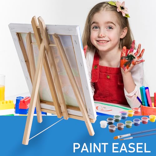 Falling in Art 16 Inch Wood Easel Stand, Tabletop Display Stand A-Frame Artist Easel for Painting Canvas, Portable Photo, Picture and Sign Holder (8 Pack) - style: 8 Pack