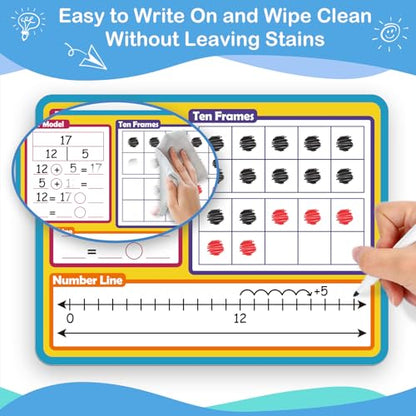Aizweb 12 Pack Dry Erase Board Card,9" x 12" Small Whiteboard Number Line 120 Numbers Chart Ten Frame,Math Manipulatives Addition Subtraction Game for Student Classroom Must Haves Teacher Supplies - style: 12 Pack Number Chart