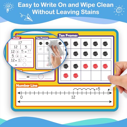 Aizweb 12 Pack Dry Erase Board Card,9" x 12" Small Whiteboard Number Line 120 Numbers Chart Ten Frame,Math Manipulatives Addition Subtraction Game for Student Classroom Must Haves Teacher Supplies - style: 12 Pack Number Chart