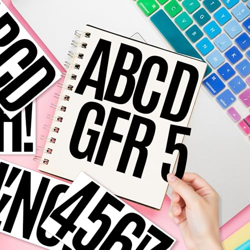 144 Pcs Letter Stickers Vinyl Mailbox Numbers and Letters, 30 Sheets Large Alphabet Number Stickers Self-Adhesive Waterproof Sticker Letters for Window Vehicle Bulletin Poster Board (Black, 6 Inch) - color: Black, size: 6 Inch