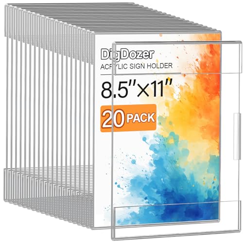 20 Pcs Acrylic Sign Holder 8.5 x 11, Dual-Purpose Wall Mount Sign Holders with Adhesive, Clear Plastic Frames Paper Display Sign Holders for Office, Store, Restaurant - Horizontal or Vertical - size: 20PCS
