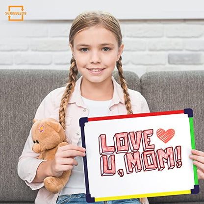SCRIBBLEDO Colored Frame Magnetic Dry Erase White Board 9" X 12" WHITEBOARD for Kids Writing Learning & Drawing Art Educational Kids Toy - style: Set of 1 Board