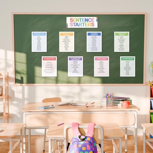 Dunzoom 9 Pieces Sentence Starters Posters Descriptive Vocabulary Classroom Educational Posters English Grammar Chart Bulletin Board Decoration for Middle High School Classroom(Classic Style) - style: Classic