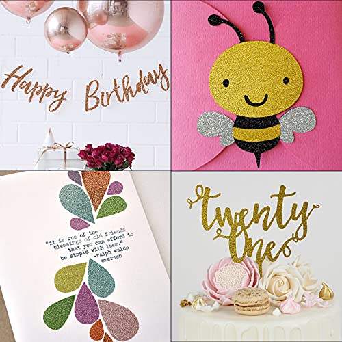 Simetufy Glitter Cardstock, 40 Sheets in 20 Colors, A4 Premium Cardstock for Cricut, Crafts and DIY Projects, Sparkly Paper for Card Making, 250 GSM