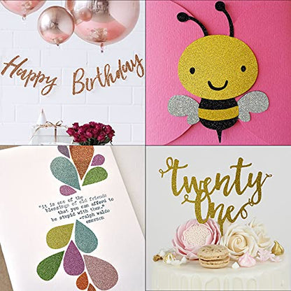 Simetufy Glitter Cardstock, 40 Sheets in 20 Colors, A4 Premium Cardstock for Cricut, Crafts and DIY Projects, Sparkly Paper for Card Making, 250 GSM