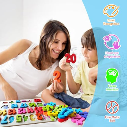 Number Puzzle - Montessori Wooden Puzzles for Toddlers 3-5 | Shape Learning Toy | Number Blocks for Kids | Preschool Educational Gift - style: Number Puzzle