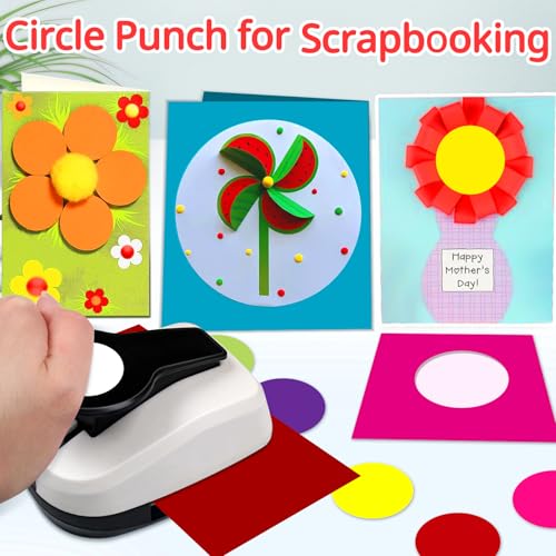 Circle Punch, Hole Puncher for Crafts, Paper Punches for Crafting, 1 inch Circle Hole Punch, Crafts Punches, Round Puncher Cutter - color: Circle