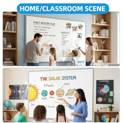 VOWNER 72"x48" Magnetic Dry Erase Board for Wall,Hanging Mounted Whiteboard with Silver Aluminum Frame, Includes Eraser, Tray and Magnets,Large Foldable Portable Whiteboard for Home, Office, School