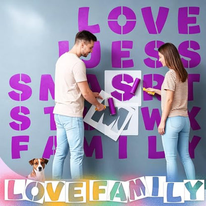 SATINIOR 36 Pieces Large Letter Stencils Number Reusable Alphabet Stencils Numbers Templates Craft for Wood Wall Fabric Signage Chalkboard Painting DIY Projects (Cute,19 Inch) - size: 19 Inch, style: Cute