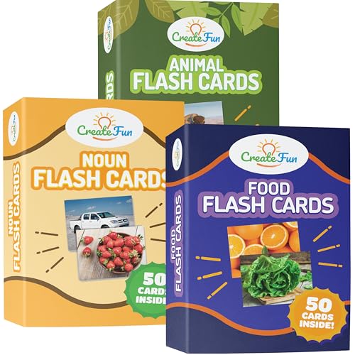 150 Noun Food and Animal Flash Cards Set, Montessori Educational Games, Vocabulary Builder Picture Cards for Speech Therapy, ESL, Occupational Therapy, Autism, Dementia and SLP Learning Materials
