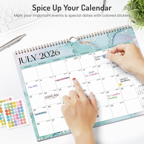 2026 Calendar, Forvencer 21-Month Wall Calendar 2026, Apr 2026 - Dec 2027, 14" x 11" Large Monthly Planner Calendars with Notes Section & Stickers, Ruled Block, Spiral Binding Hanging for Home Office - color: Sleek