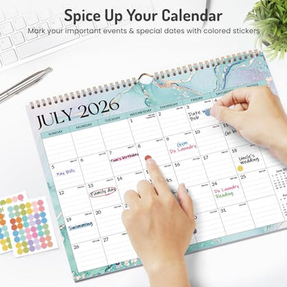 2026 Calendar, Forvencer 21-Month Wall Calendar 2026, Apr 2026 - Dec 2027, 14" x 11" Large Monthly Planner Calendars with Notes Section & Stickers, Ruled Block, Spiral Binding Hanging for Home Office - color: Sleek