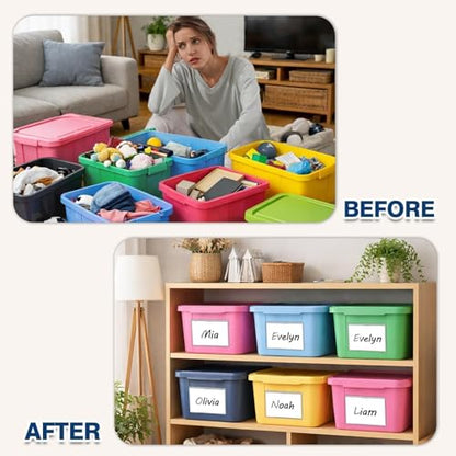 H4D 48 Pack Labels for Storage Bins, 4" x 6" Plastic Clear Adhesive Index Card Holders, Tote Label Pockets for Organizing Storage, Library Card, Shelves - size: 4" x 6", style: 48 Pack