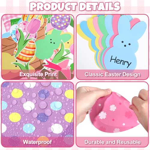 Spring Easter Bunny Bulletin Board Decorations Set Hangin with My Bunny Bulletin Board Classroom Decorations Easter Bunnies Egg Basket Paper Cutouts for Church Sunday School Chalkboard Wall Decor - style: Pink Easter