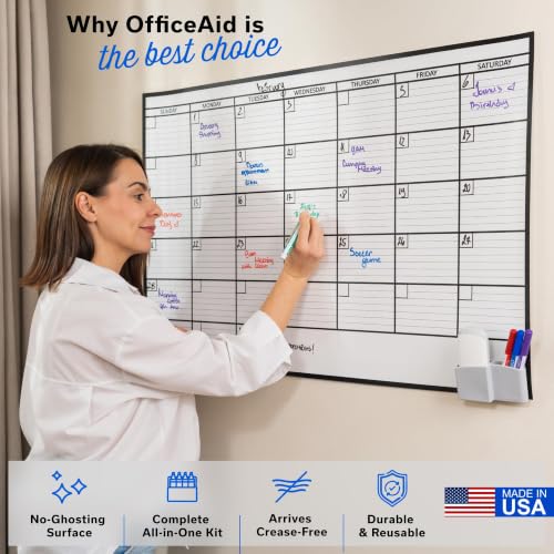 (2 PK) Large Dry Erase Calendar for Wall 24x36, Giant Family Office Big Reusable, Monthly Planner Erasable 36x24, Rolled Whiteboard White Board, Calendar Dry Erase for Undated Wall Large Classroom - size: Medium (2 Pack) (24 x 36 inch)