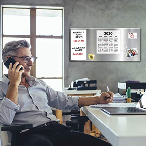 Magnet and Message Board | Large Mountable 30 x 14 x 0.7 Inch Steel Bulletin Board (Silver) - size: L (30 x 14)