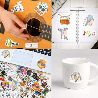 100PCS Music Stickers, Funny Music Gifts for Student Vinyl Waterproof for Water Bottle Laptop Luggage Guitar Gifts for Adult Teacher Students - style: Music Stickers