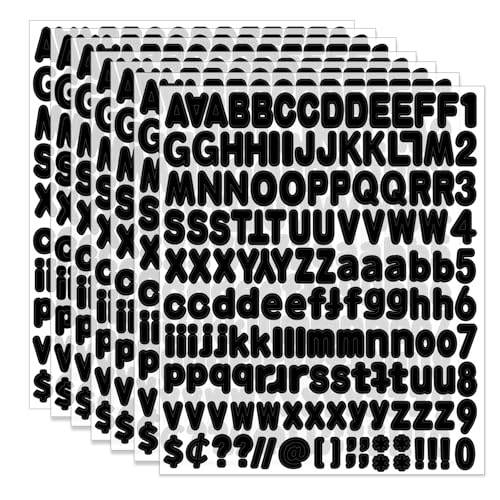 Alphabet Stickers, 1''Inch 12 Sheets Black Letter Stickers, Self Adhesive Vinyl Mailbox Numbers, Self Adhesive Letters for Bulletin Boards, Classroom, Home Decor - color: Black