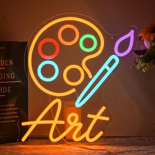Paint Palette Neon Sign for Wall Decor Painting Neon Light Colorful Draw Decor Led Neon Signs Art Led Neon Lights for Calssroom Art Studio Decoration - style: Paint