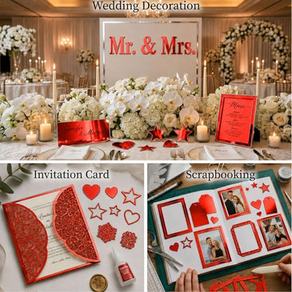 25 Sheets Metallic Cardstock Paper Cardstock 8.5 x 11 Shimmer Sheets 250gsm/92lb Heavyweight Scrapbook Paper (Red, 25 Sheets) - color: Red