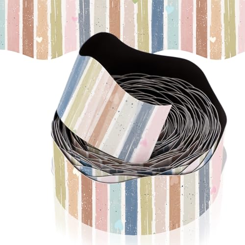Tellegloww 36 ft Scalloped Magnetic Border Magnetic Border for Whiteboard Bulletin Board Borders Reusable Rolled Borders Trim for Office Chalkboard(Boho Stripes) - style: Boho Stripes