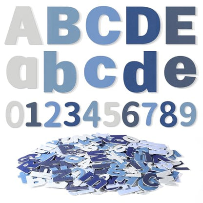Breling 310 Pieces Felt Letter Bulletin Board Letters Sticker with Number 2" Bulk Self Adhesive ABC Upper Lowercase Sticky Letter for Xmas Gift Bulletin Board Classroom(Blue Color) - color: Blue Color