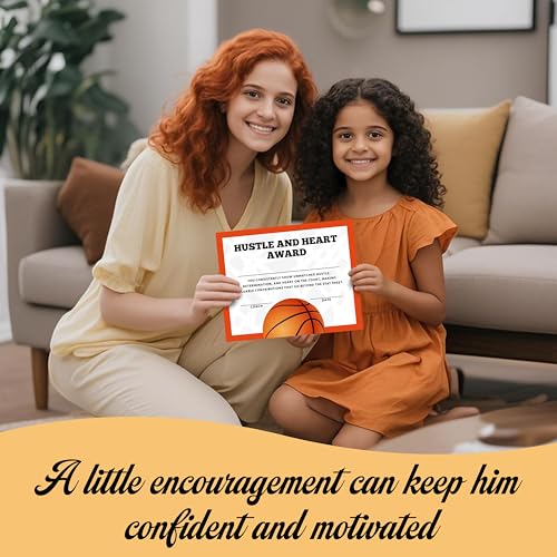 Basketball Award Certificates, 25 Pcs Basketball Ceremony Certificate, Sports Certificates of Achievement for Student Coach Kids, Sports Team Party Activities Supplies -A11 - style: Basketball