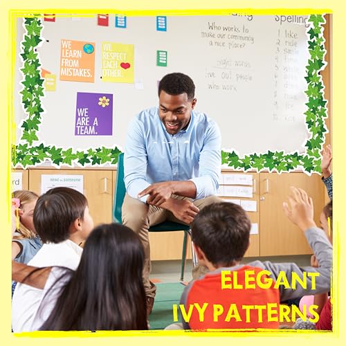 60 Feet Bulletin Board Borders, Scalloped Rolled Border Trim with Ivy Leaves Patterns for School, Classroom & Offices - color: Lvy Leaves