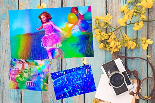 Bleidruck 25 Sheets 8.25x11.7 Inches Clear Holographic Premium Cold Laminated Film Holographic Overlay Laminating Self Adhesive Film - style: Clear Holographic