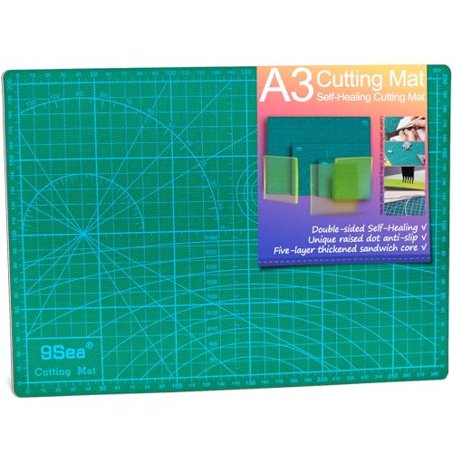Self Healing Cutting Mat with Grid for Handmade Paper Cutting, Leather Crafts, Carving, Desktop Protectors 5-Ply Quilting Board A3-45x30x0.3cm(18 x12 x 0.118in Green) - size: 17.7"L x 11.8"W