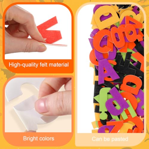 Breling 310 Pieces Felt Letter Bulletin Board Letters Sticker with Number 2" Bulk Self Adhesive ABC Upper Lowercase Sticky Letter for Xmas Gift Bulletin Board Classroom (Halloween Color) - color: Halloween Color