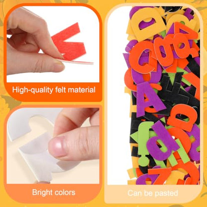 Breling 310 Pieces Felt Letter Bulletin Board Letters Sticker with Number 2" Bulk Self Adhesive ABC Upper Lowercase Sticky Letter for Xmas Gift Bulletin Board Classroom (Halloween Color) - color: Halloween Color