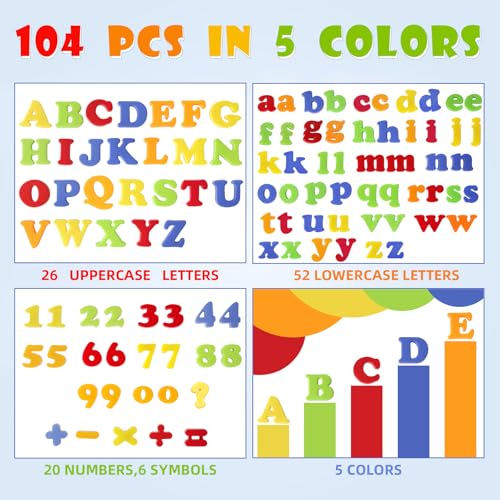 LovesTown 104 PCS Alphabet Magnetic Letters and Numbers for Toddlers,ABC 123 Fridge Educational Set,Great Learning Gift from Parents or Teachers (Pack of 2) - size: Medium (Pack of 2)