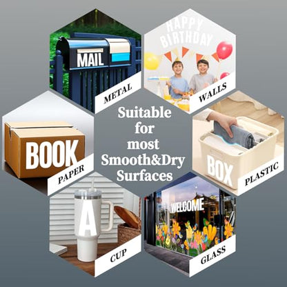 6 Inch Large White Letters Stickers, 76 Pieces Self Adhesive Alphabet Sticker for Mailbox,Door,Truck and Outdoor, Waterproof&Weatherproof Sticky Vinyl Letter Symbol Stickers,14 Sheets - color: White