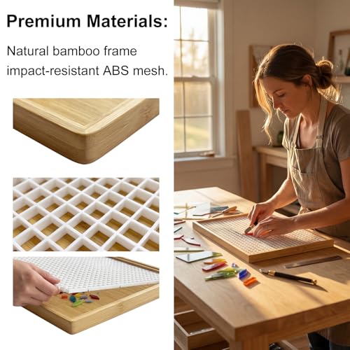 Stained Glass Cutting Mat - Double Layer Detachable Grid Mat for Glass Cutting with Fragment Catcher (17"x12") for Craft, Tile & Glass Cutting Projects