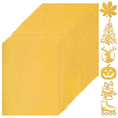 25 Sheets Gold Glitter Cardstock 8.5 x 11 Inches, 250gsm/92lb Heavy Weight Thick Sparkle Card Stock Paper for Crafts DIY Projects Card Making Birthday Wedding Decoration UAP21DG25 - color: Dark Golden[25 Sheets], size: Letter Size (8.5 x 11 in)