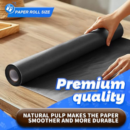 PerkHomy Black Kraft Paper Roll 17.5" x 760" (63') for Gift Wrapping Bouquet Flower Art Painting Craft Writing Packaging Shipping 80GSM 55LB (Black, 17.5" x 63') - color: Black, size: 17.5" x 760"