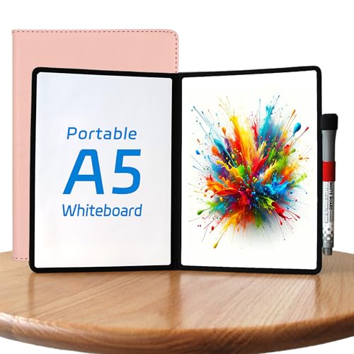 A5 Pocket White Board - Double-Sided Dry Erase Board 8x6 inch - Ultra-Thin 0.3" Portable Whiteboard with Markers & Erase | Anti-Ghosting Surface for Office Home School Student (Double-A5 Pink) - size: Double-A5 Pink